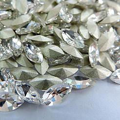 Glass Pointed Back Rhinestone Cabochons&nbsp;RGLA-A011-17x32mm-M