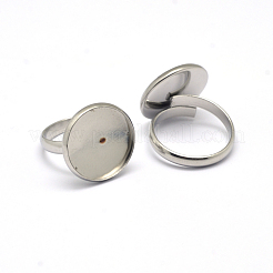 Tarnish Resistant Adjustable 304 Stainless Steel Finger Rings Components&nbsp;X-STAS-L193-P-14mm