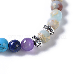 Two Loops Natural & Synthetic Gemstone Beads Warp Stretch Bracelets&nbsp;BJEW-JB04223