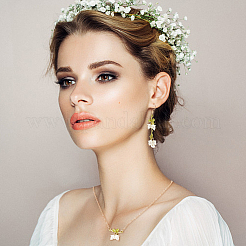 Plastic Pearl Beaded Flower of Life Dangle Earrings & Link Chain Bracelet & Pendant Necklace&nbsp;SJEW-AN0001-19