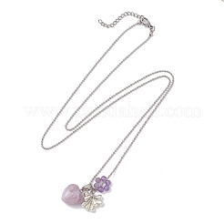 3Pcs 3 Styles Natural Green Aventurine & Carnelian & Lepidolite/Purple Mica Stone & Red Jasper Heart Pendant Necklaces for Women&nbsp;NJEW-TA00215