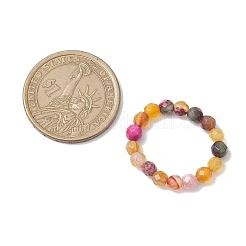 Dyed & Heated Round Natural Agate Beads Stretch Rings for Women&nbsp;RJEW-JR00694
