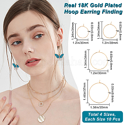 40Pcs 4 Style Brass Hoop Earrings Findings&nbsp;KK-BBC0002-41