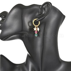 Natural Cultured Freshwater Pearl & Natural Multicolor Tourmaline Dangle Earrings&nbsp;EJEW-JE07461