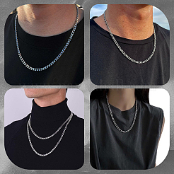 1Pc 304 Stainless Steel Cuban Link Chain Necklaces for Men Women&nbsp;NJEW-BM0001-08A