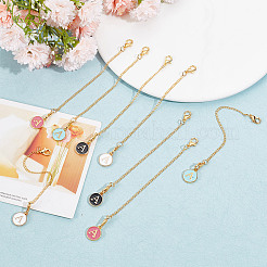 Flat Round with Letter A Alloy Enamel Pendant Decoration&nbsp;HJEW-AB00704