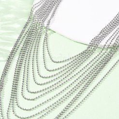 304 Stainless Steel Ball Chain Multi Layered Necklaces for Women&nbsp;NJEW-G194-02P