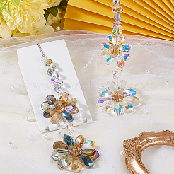 Glass Beaded Flower Hanging Suncatchers&nbsp;AJEW-WH20020-064A