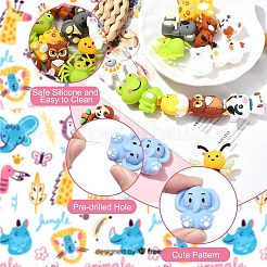 15Pcs 15 Styles Animal Food Grade Silicone Focal Beads&nbsp;SIL-CJ0002-74