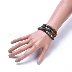 Three Loops Frosted Natural Gemstone Beads Wrap Bracelets&nbsp;BJEW-JB04246
