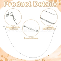 7Pcs 7 Styles 304 Stainless Steel Chain Adjustable Slider Necklaces&nbsp;NJEW-CJ0001-04