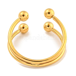 Ion Plating(IP) Round Ball 304 Stainless Steel Open Cuff Finger Rings for Women&nbsp;RJEW-P114-11G