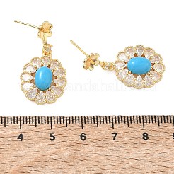 Brass Pave Cubic Zirconia Stud Earring Findings&nbsp;KK-C172-12G