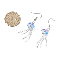 Jellyfish 304 Stainless Steel Glass Dangle Earrings&nbsp;EJEW-JE06798-01
