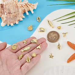 16Pcs 8 Styles Ocean Theme Brass Charms&nbsp;KK-GA0002-34