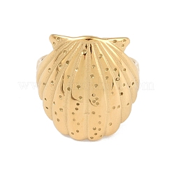 304 Stainless Steel Shell Shape Open Cuff Ring for Women&nbsp;RJEW-Z037-01G