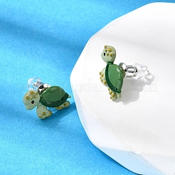 Brass Enamel Stud Earrings&nbsp;EJEW-A148-01C
