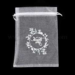 50Pcs Thank You Printed Organza DIY Craft Drawstring Bags&nbsp;PW-WG4E938-26