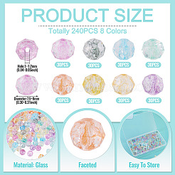 240Pcs 8 Colors Crackle Transparent Glass Beads&nbsp;GLAA-TA0004-19