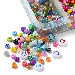 DIY Flat Round & Round Acrylic & Glass Seed Beads Jewelry Making Findings Kits&nbsp;DIY-FS0006-45