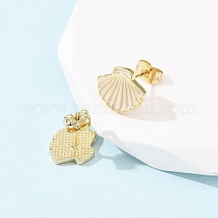 Brass Enamel Stud Earrings&nbsp;LS-EJEW-B152-01G-04