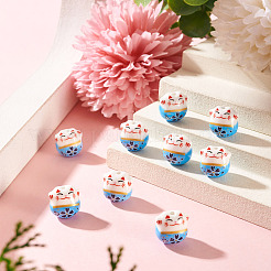 9Pcs Handmade Printed Porcelain Beads&nbsp;PORC-TADJ0001-01J