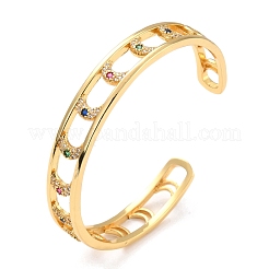 Colorful Cubic Zirconia Moon Hollow Out Cuff Bangle&nbsp;BJEW-I298-14G