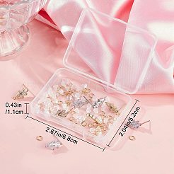 6 Pairs 2 Colors Brass Grass Shape Stud Earring Findings&nbsp;KK-CN0001-91