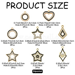 24Pcs 8 Styles Alloy Crystal Rhinestone Pendants&nbsp;FIND-FS0005-41