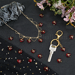 45Pcs 3 Styles Brass Glass Heart Pendants&nbsp;PALLOY-DC00038