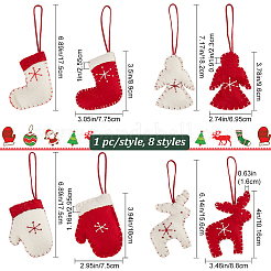 8Pcs 8 Style Felt Fabric Pendant Decoration&nbsp;HJEW-CP0001-11