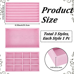 3Pcs 3 Styles Rectangle Velvet Display Trays&nbsp;ODIS-SP0001-16