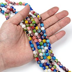 Handmade Millefiori Glass Beads Strands&nbsp;X-LK14