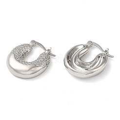 Donut Brass Hoop Earrings with Clear Cubic Zirconia&nbsp;EJEW-Q791-01P