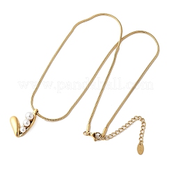 304 Stainless Steel & Glass Pearl Heart Pendant Necklaces for Women&nbsp;NJEW-U045-05G