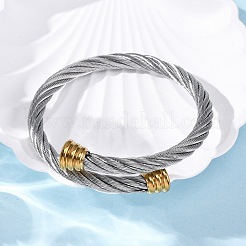 304 Stainless Steel Torque Bangles for Women&nbsp;BJEW-P310-18GP