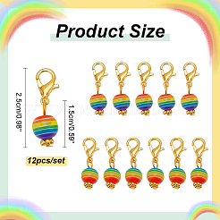 12Pcs Round Stripe Resin Pendant Stitch Markers&nbsp;HJEW-AB00724
