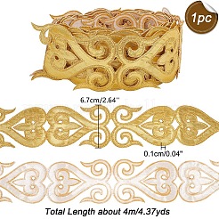 Polyester Heart Floral Embroidery Lace Trim&nbsp;OCOR-WH0079-90