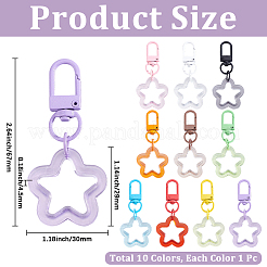 10Pcs 10 Colors Hollow Out Star Resin Pendant Decorations&nbsp;AJEW-BBC0001-12A