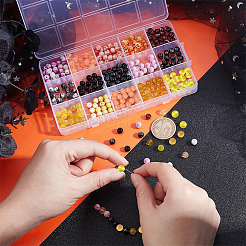 450Pcs 15 Style Drawbench Glass Beads Strands&nbsp;DGLA-PH0001-11