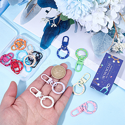 14Pcs 14 Colors Spray Painted Zinc Alloy Keychain Clasps&nbsp;FIND-SC0022-50
