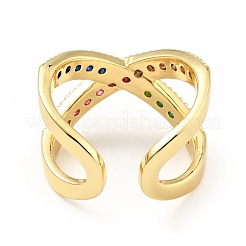Cubic Zirconia Criss Cross Open Cuff Ring&nbsp;RJEW-E046-23G-01