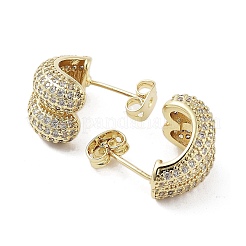 Rack Plating Brass Micro Pave Cubic Zirconia Stud Earring&nbsp;EJEW-C081-34G