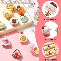 12Pcs 12 Styles Cute Fruit Cake Themed Resin Pins&nbsp;JEWB-CJ0003-11