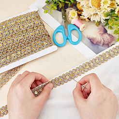 Wave Polyester Embroidery Lace Ribbon&nbsp;OCOR-WH0078-33