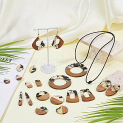 20Pcs 10 Styles Transparent Resin & Walnut Wood Big Pendants&nbsp;RESI-HS0001-01E