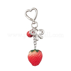 4Pcs Strawberry Resin Pendant Decorations&nbsp;HJEW-JM03855