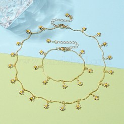 Daisy Charms Alloy Enamel Jewelry Sets&nbsp;SJEW-JS01155