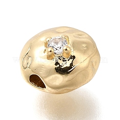 Brass Micro Pave Clear Cubic Zirconia Beads&nbsp;KK-U061-15A-G