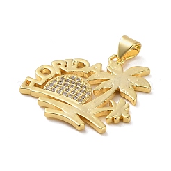 Rack Plating Brass Micro Pave Cubic Zirconia Pendants&nbsp;KK-P261-01G